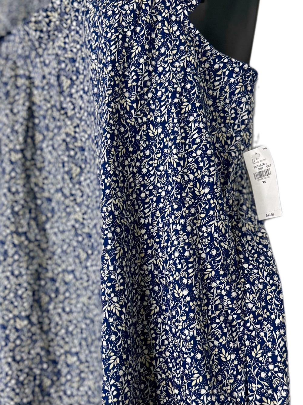 *NWT-Old Navy-Navy & White Floral Ruffle Neck Cut Out Midi Dress - Picture 8 of 12